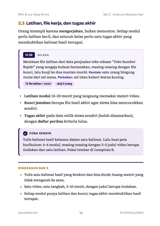 Contoh halaman Bikin & Jual Kelas Online