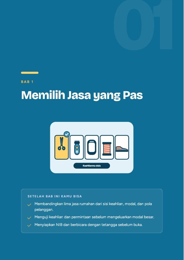 Contoh halaman Bisnis Jasa Rumahan: Salon, Barbershop, dan Servis