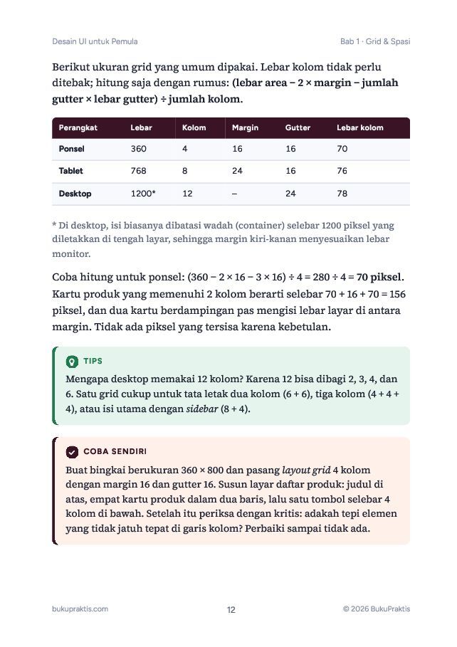 Contoh halaman Desain UI untuk Pemula