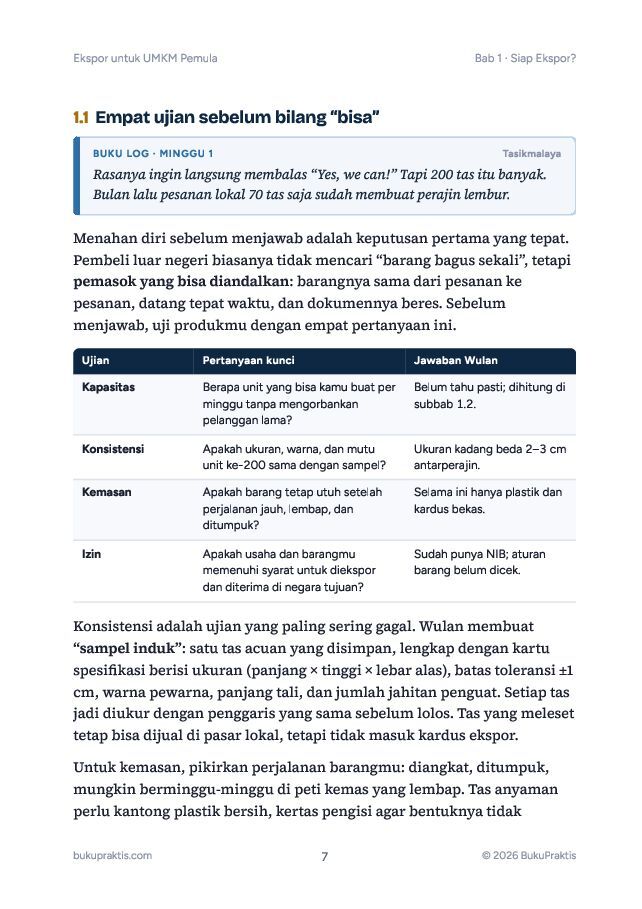 Contoh halaman Ekspor untuk UMKM Pemula