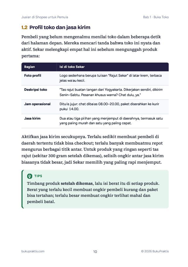 Contoh halaman Jualan di Shopee untuk Pemula