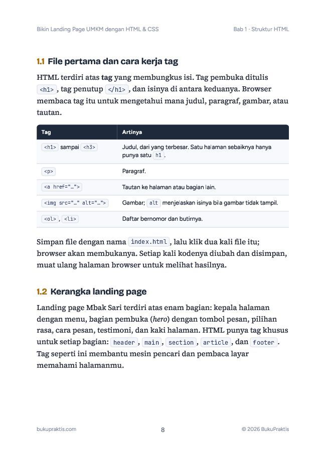 Contoh halaman Bikin Landing Page UMKM dengan HTML & CSS