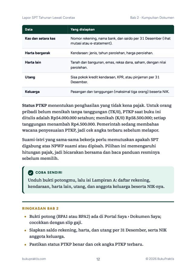 Contoh halaman Lapor SPT Tahunan Lewat Coretax