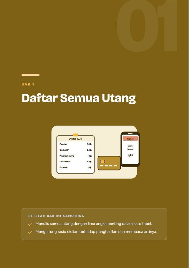 Contoh halaman Lunasi Utang: Metode Bola Salju dan Longsoran