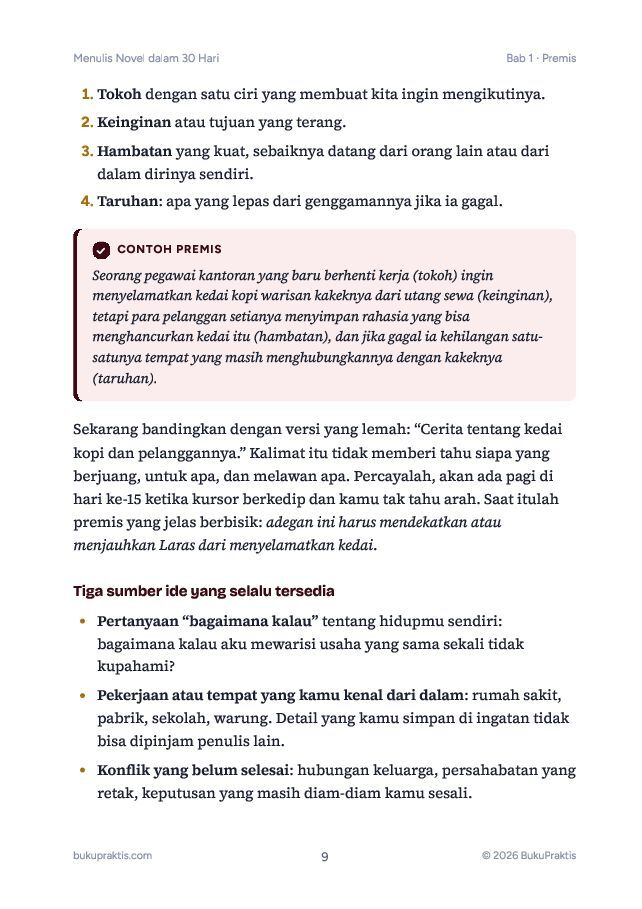 Contoh halaman Menulis Novel dalam 30 Hari